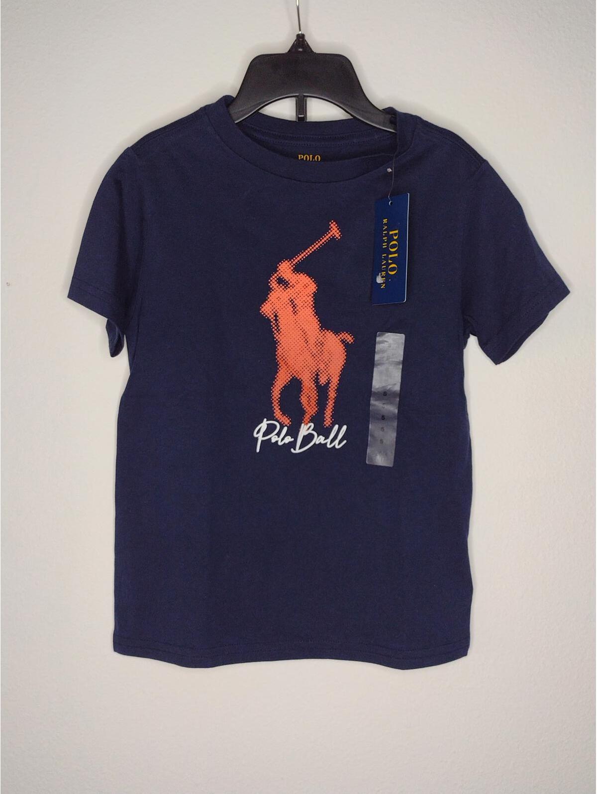 Nwt Polo Ralph Lauren Boy's Navy Blue/"Polo Ball" Shirt Size Small